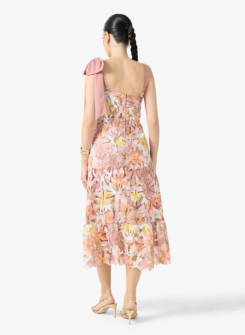 Just Me Floral Lace Midi Dress - Image 2